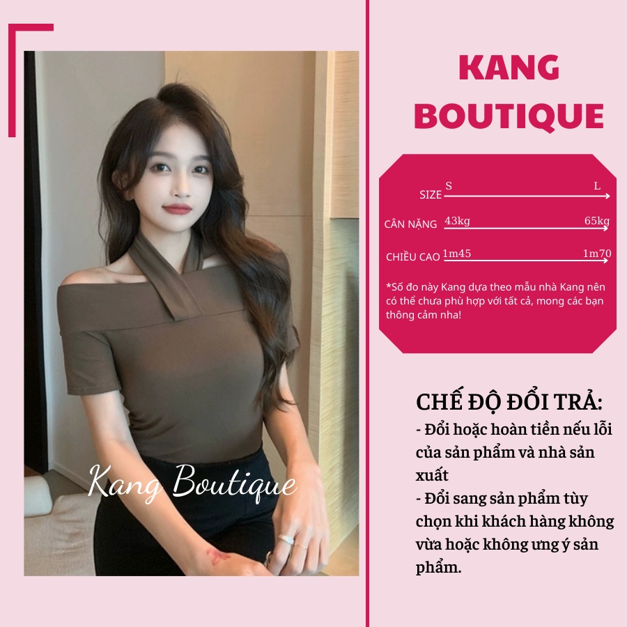 Áo croptop nữ kiểu trễ vai dáng ÔM BODY basic Hàng Quảng Châu Kang Boutique Mã CRT003