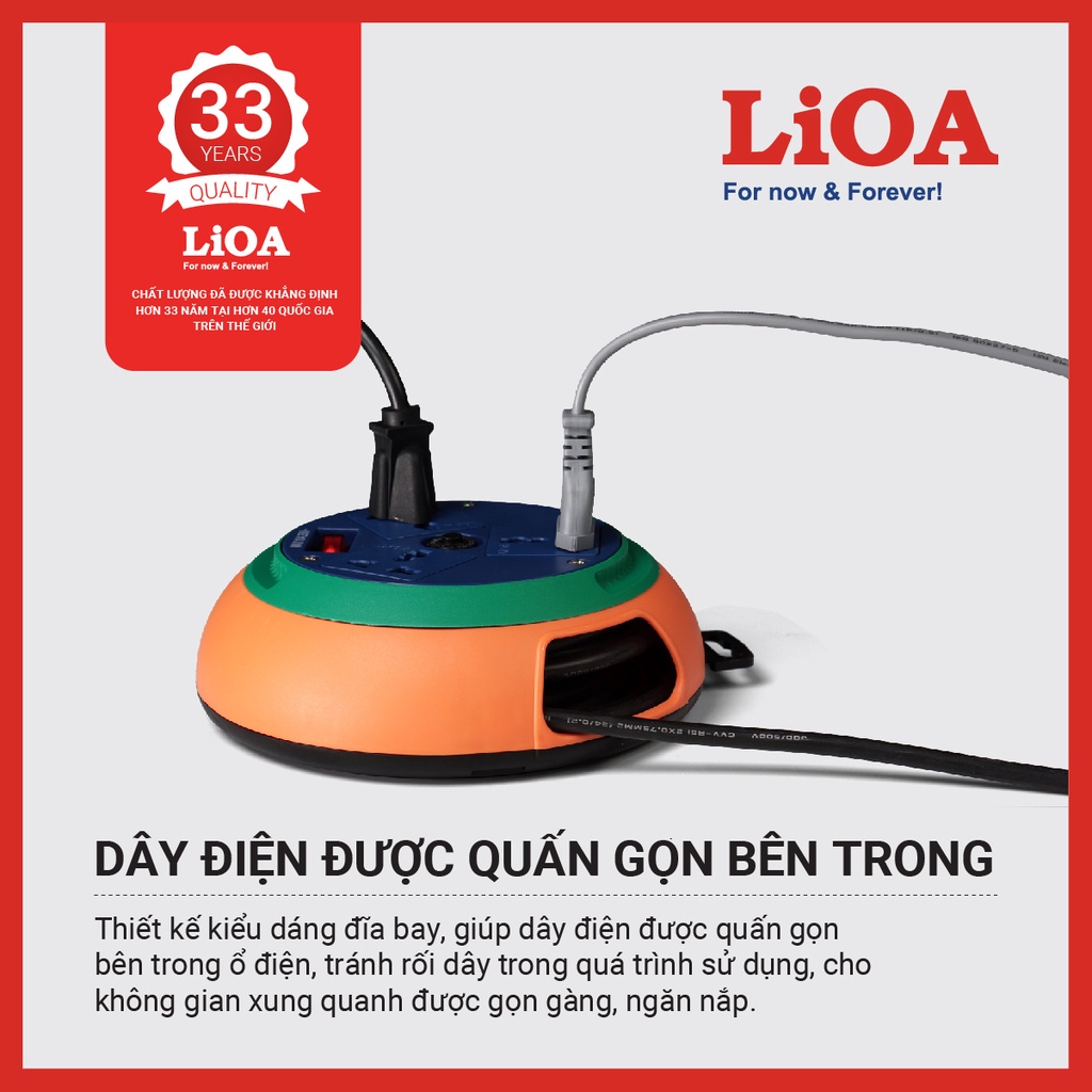Ổ cắm kéo dài quay tay LiOA - Ổ cắm xách tay dài 3m/5m/10m dây rút - Ổ cắm kéo dài kiểu đĩa bay mini