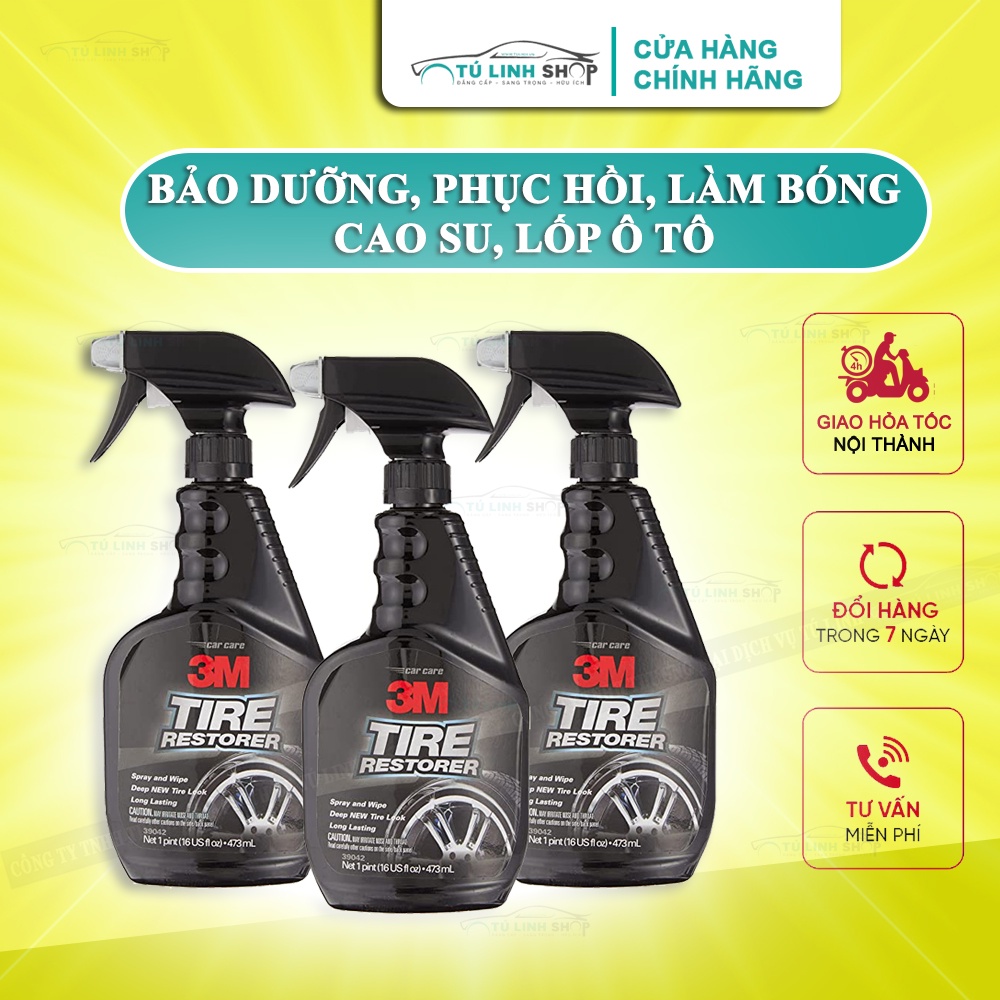 [Mã LIFEAUMAY giảm 10% tối đa 30k đơn 150k] Chai xịt bảo dưỡng, phục hồi cao su, lốp ô tô hãng 3M 39042 (Hàng Mỹ)