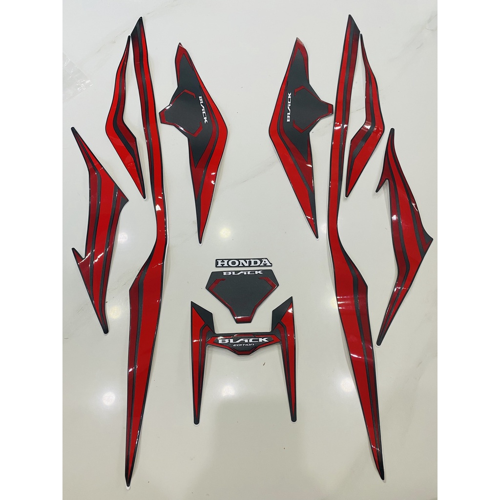 Nguyên bộ tem rời 3 lớp zin thái dán xe máy Honda Airblade 2016 black edition đen nhám
