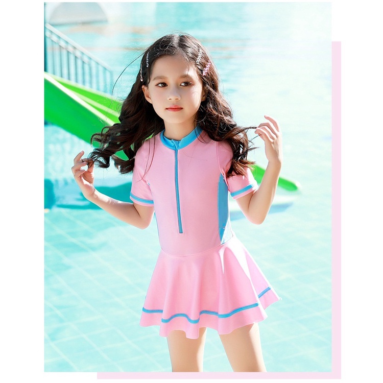 Bộ bơi bé gái liền chân váy cho bé từ 10-35kg BG35