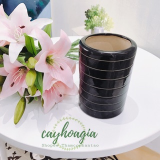 Bình sứ cắm hoa kẻ ong dáng trụ (không kèm hoa)