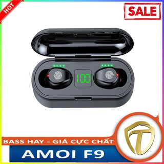 Tai nghe Bluetooth 5.0 TWS AMOI F9 bản QUỐC TẾ 2020 - Nút Cảm Ứng - Pin 280 Giờ - Kiêm Sạc Dự Phòng