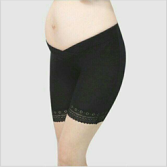 Quần đùi váy cho mẹ bầu MS Mombaby, chân ren, chất thun lạnh, chất su đúc thấm hút mồ hôi DV5767, 5769 FREESIZE 45-70KG
