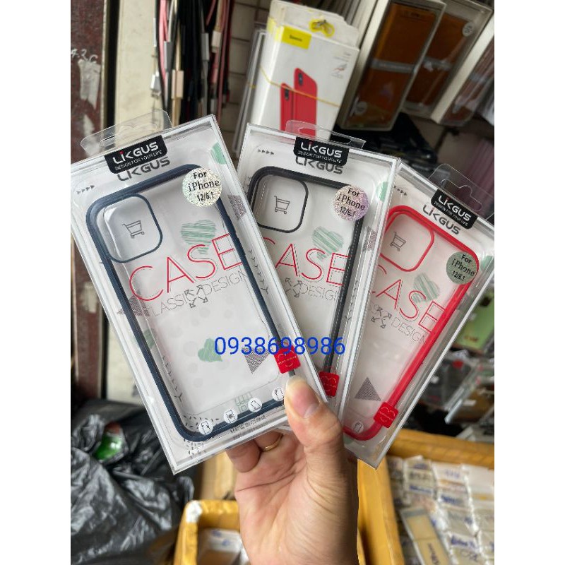 Ốp lưng LikGus viền màu iPhone 14 pro max / 13pro/14 / 12 Pro/ 12 Pro Max/11/11 Pro Max lưng meka trong veo không ố mà