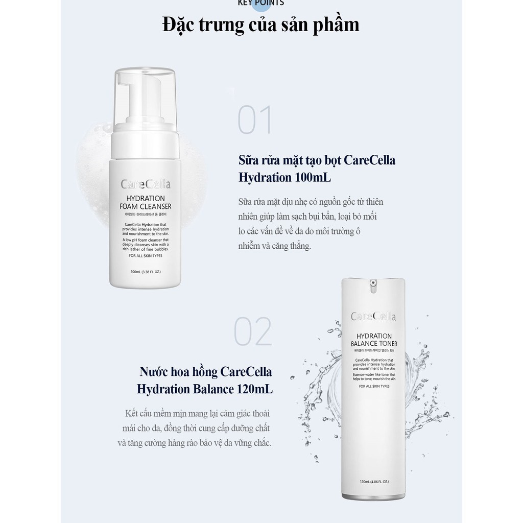 Bộ Dưỡng Da CareCella Hàn Quốc - Set 5 Sản Phẩm Dưỡng Da Cơ Bản CareCella Hydration