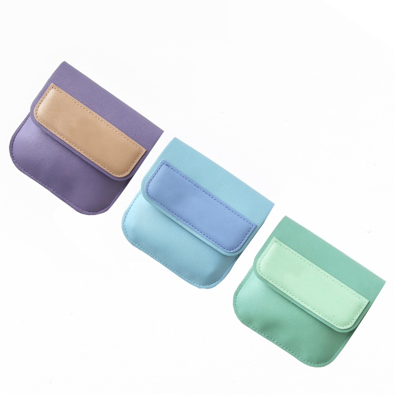 Ví Mini Cầm Tay Bằng Da Pu Có Khóa Cài Dùng Đựng Tai Nghe / Tiền Xu Cho Nữ