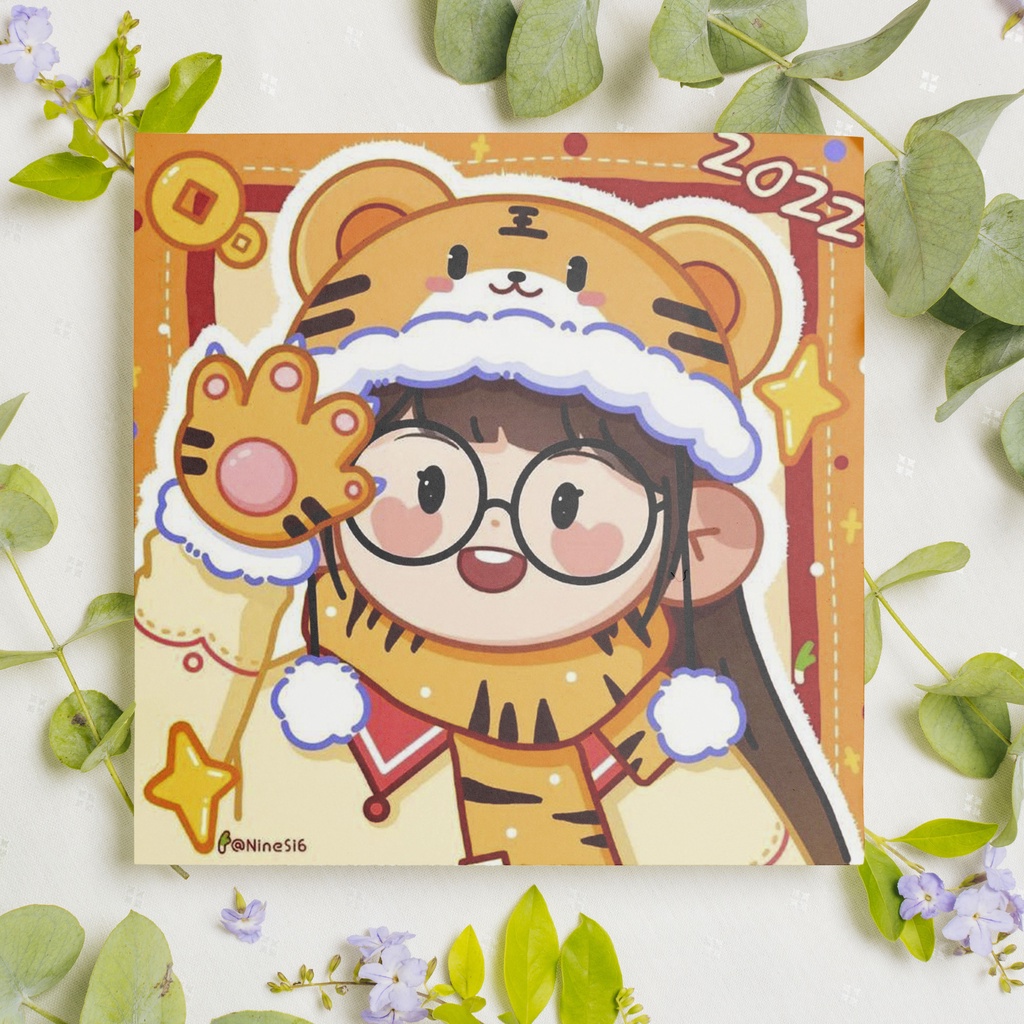 Sét 20 tấm   sticker cute hình vuông 4cm