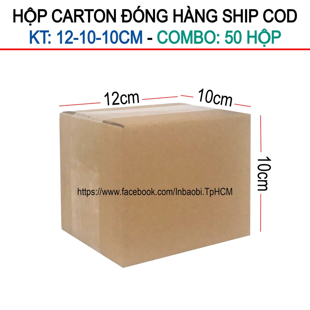 50 Hộp 12x10x10 cm, Hộp Carton 3 lớp đóng hàng chuẩn Ship COD (Green &amp; Blue Box, Thùng giấy - Hộp giấy giá rẻ)