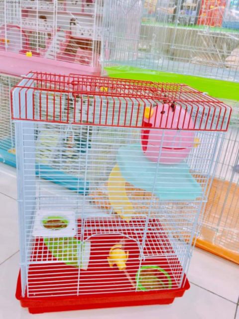 Chuồng/Lồng heo 2 tầng cho Hamster full phụ kiện