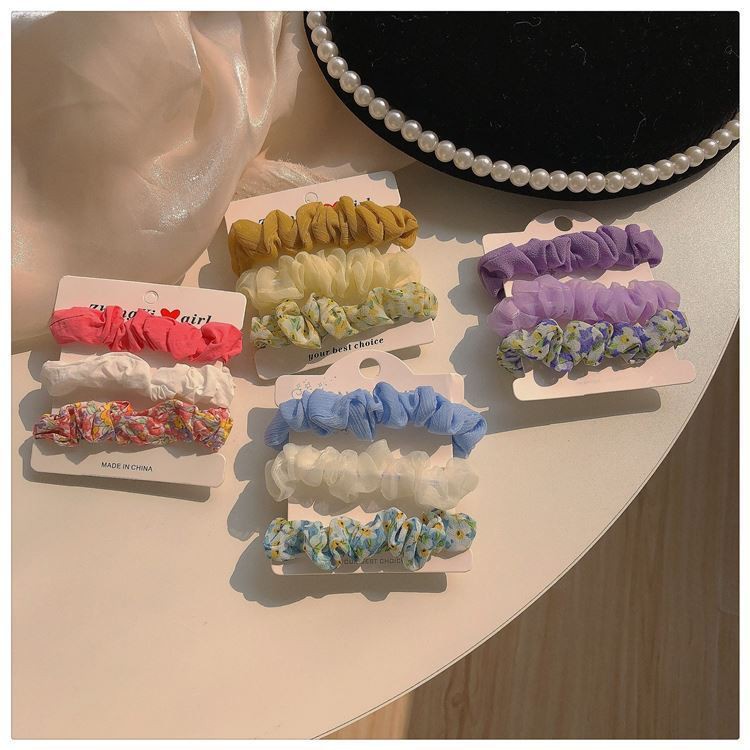 Dây Buộc Tóc KOGANO Chun Buộc Tóc Co Giãn Set 3 Dây Chun Buộc Tóc Vải Hoa Phong Cách Hàn Quốc FA-001240