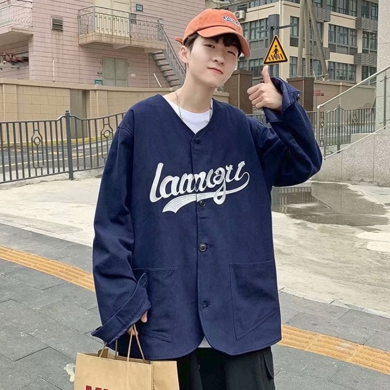 Áo thun tay dài cổ tròn in chữ đơn giản thoải mái dành cho nam