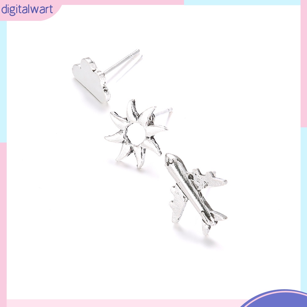 Bộ 3 bông tai thời trang hình máy bay/mặt trời/mây cho nữ