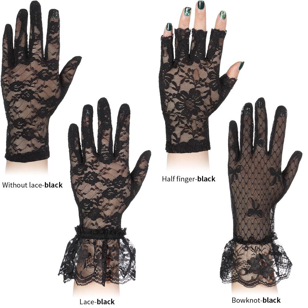 HECCEH Lace Gloves Women Wedding Sun Protection Fingerless