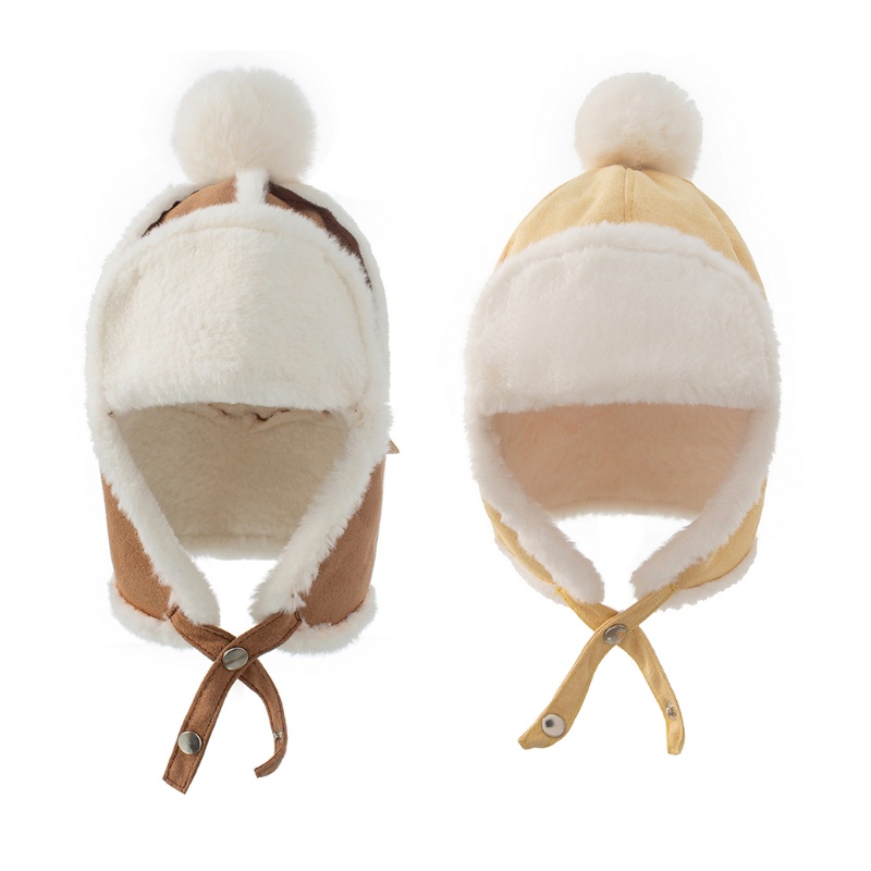 Mũ nhung flannel che tai giữ ấm mùa đông cho bé tùy chọn màu sắc