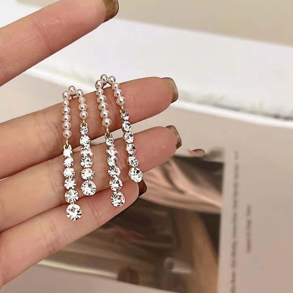 Bông Tai VANES1 Dáng Dài Thiết Kế Hình Học Đơn Giản Thanh Lịch Phong Cách Hàn Quốc Cho