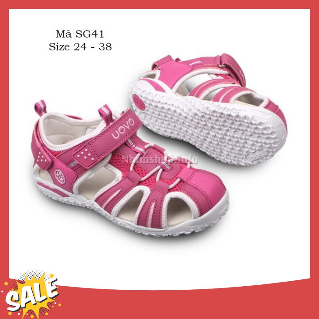 Sandal bé gái quai hậu bít mũi UOVO thời trang cao cấp cho trẻ em nữ 2 3 4 5 đến 12 tuổi đi học đi biển lót đế SG41