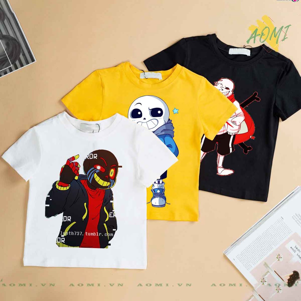 ÁO THUN Sans family UNISEX PHÔNG VÀNG TAY NGẮN NAM NỮ GIA ĐÌNH CẶP ĐÔI SIZE TRẺ EM BÉ TRAI GÁI AOMIVN