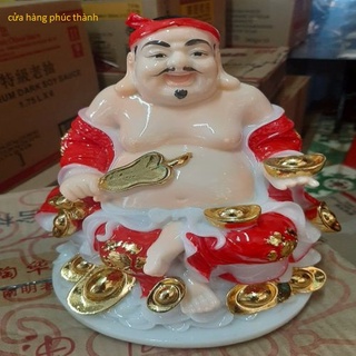 thần tài ông địa đế tròn đỏ ( bột đá )