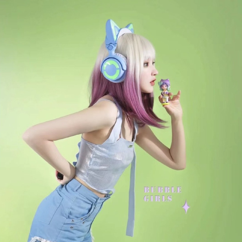 Tai nghe tai mèo Demon Dance YOWU Cat Ear Headphone 4 phiên bản Blue.