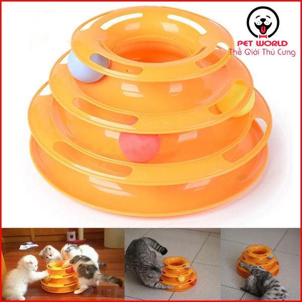 Đồ chơi mèo 3 tầng hình tháp banh cho mèo đùa nghich vui nhộn giảm stress cho mều