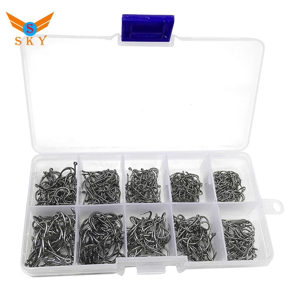 Bộ 500 Lưỡi Câu Chất Liệu Thép Carbon Kích Thước # 3~12 Có Lỗ M7Vn