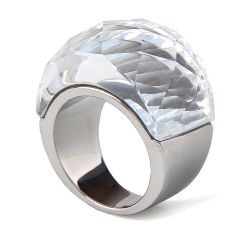 Thời Trang Nhẫn Đính Đá Pha Lê Đen Trắng Sang Trọng