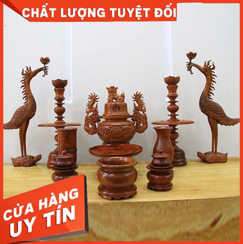 Bộ đồ thờ gỗ hương chạm, 11 MÓN bộ đồ thờ gỗ, đồ thờ cúng bằng gỗ Nội Thất