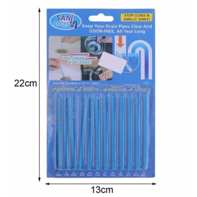 Công Cụ Vệ Sinh Ống Thoát Nước Sani Stick (12 Chiếc)