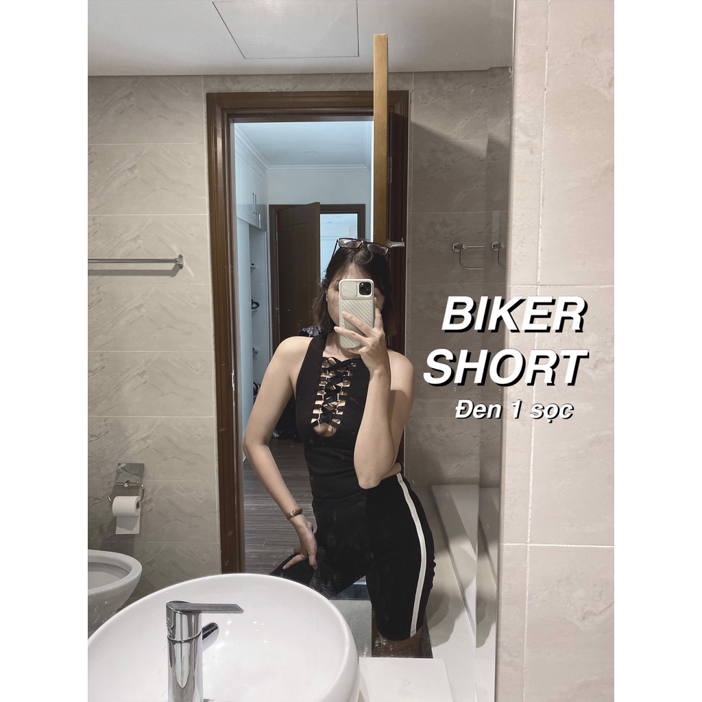 QUẦN BIKER SHORT Đen 1 SỌC NỮ AGE2X- chuyên SỈ hàng có sẵn số lượng lớn
