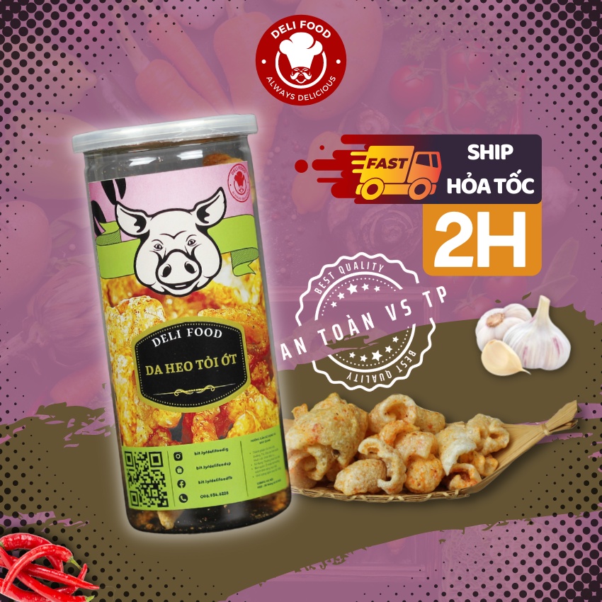 Da heo tỏi ớt 150g DELIFOOD đồ ăn vặt Hà Nội chất lượng cao, thơm ngon an toàn vệ sinh thực phẩm
