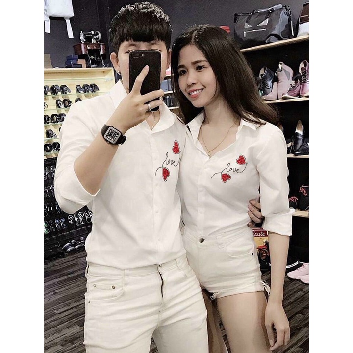 ÁO SƠ MI NAM NỮ THÊU TIM CỰC ĐẸP PHONG CÁCH NGẦU CỦA CÁC NAM THẦN BAO ĐẸP