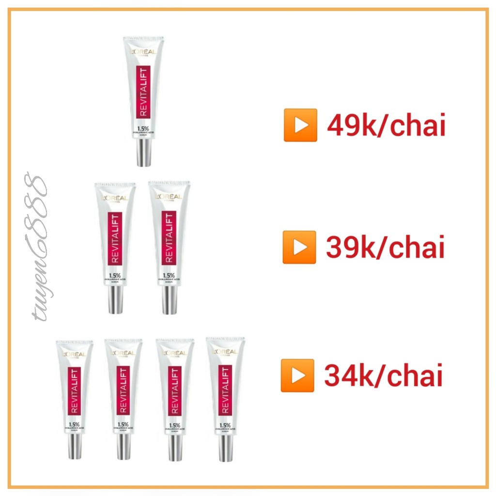 Serum siêu cấp ẩm sáng da L'Oreal Paris pure Hyaluronic Acid 1.5% 7.5ml