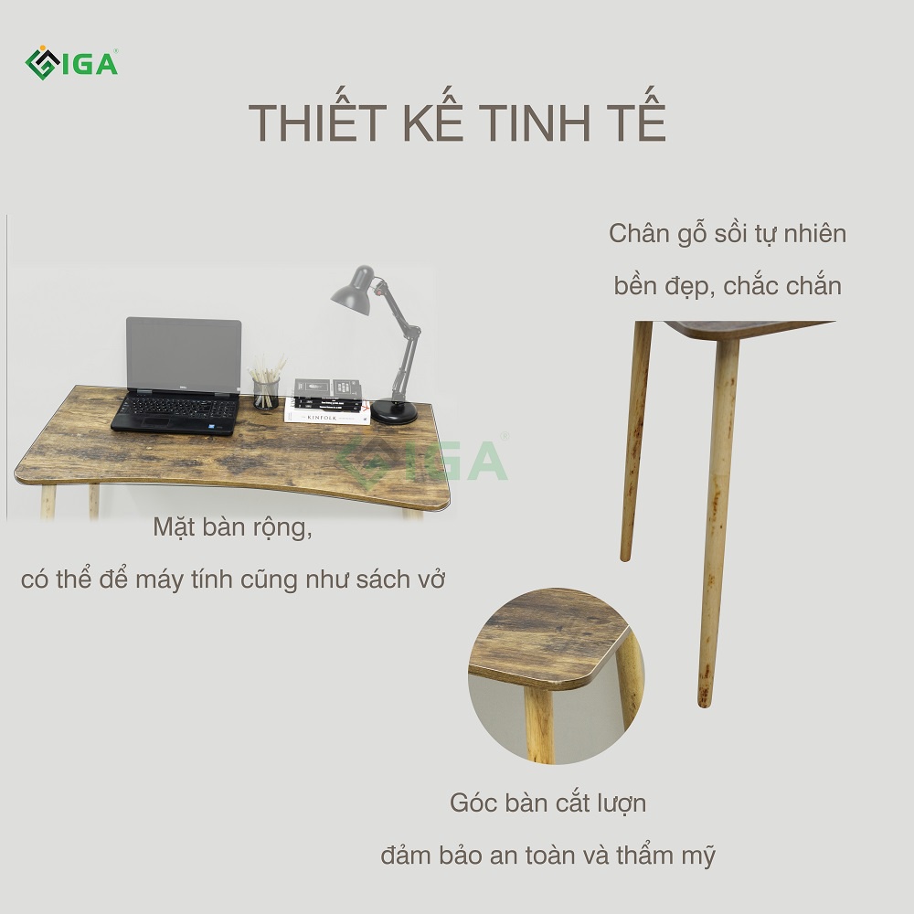 Bàn làm việc, bàn học Bắc Âu có thể để kệ sách hiện đại thông minh màu gỗ cháy- GP86.08
