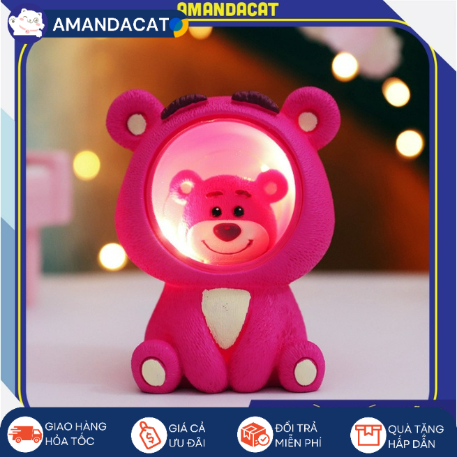 [Hàng sẵn] Đèn Trang Trí Hình Gấu Dâu Kiểu Dáng Dễ Thương Trang Trí Phòng Ngủ Cho Bé, Đèn Ngủ Gấu Dâu, Đèn Decor