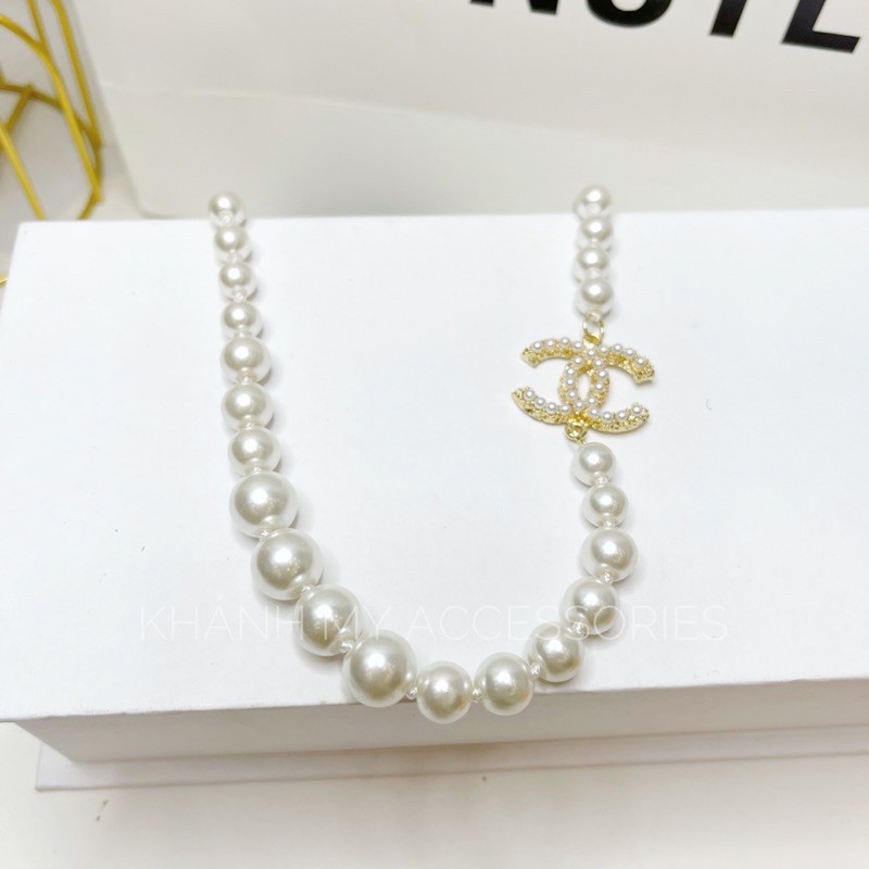 Mẫu Mới Choker chan€nl ngọc sang chảnh bản vip Ảnh Thật, Hàng Có Sẵn