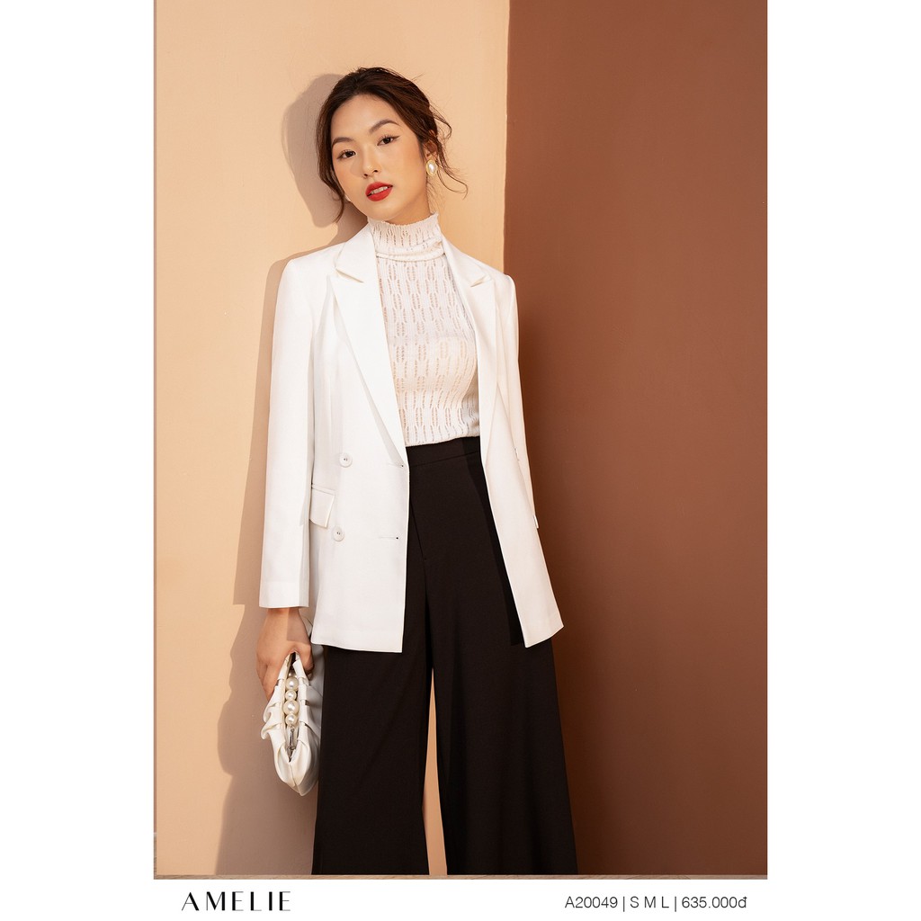 AMELIE Áo blazer cổ ve vếch túi cơi 4 khuy bọc by Amelie