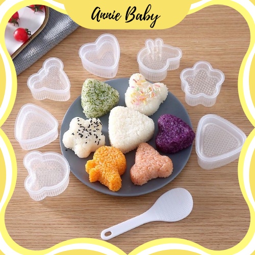 Khuôn ép tạo hình cơm Bento hình ngộ nghĩnh đáng yêu cho bé ăn dặm, khuôn làm cơm nắm origini trang trí đồ ăn AnnieBaby