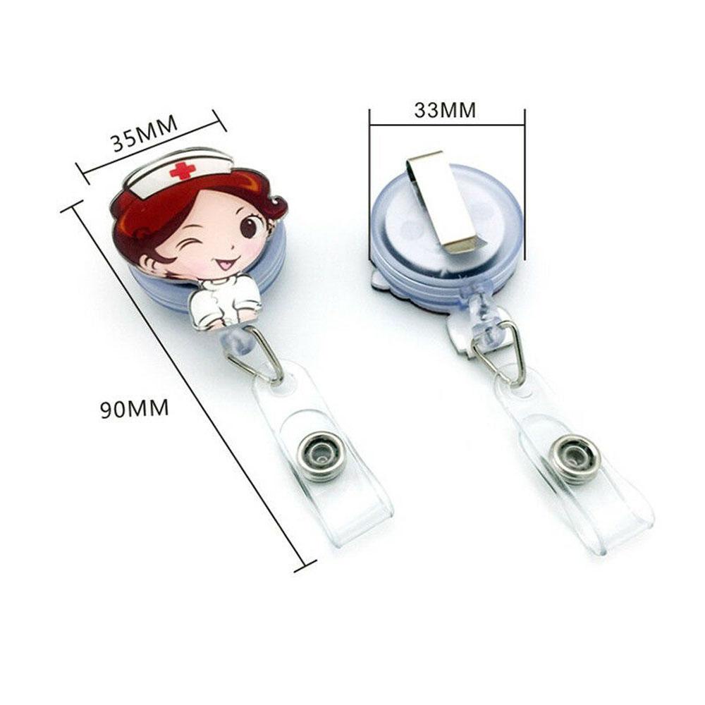 Kẹp Giữ Thẻ Tên / Thẻ ID Họa Tiết Hoạt Hình Dễ Thương Có Thể Thu Gọn