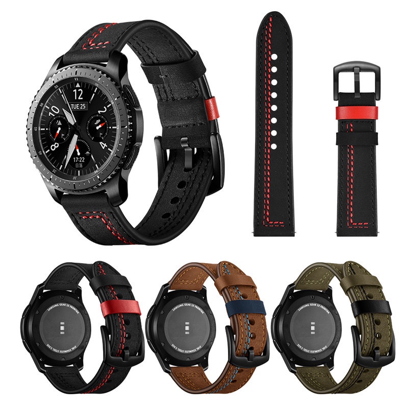 Dây đeo da thật 20mm 22mm dành cho đồng hồ Samsung Galaxy Watch 4 Classic 42mm 46mm Watch3 S3