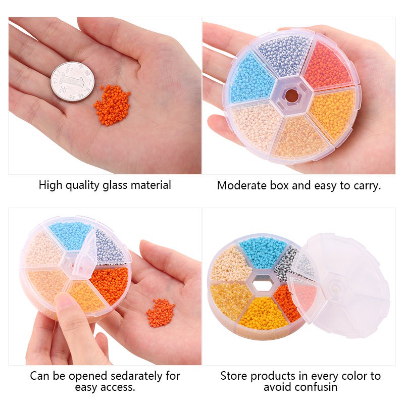 Bộ Hạt Xâu Chuỗi 2mm Bằng Kính Tròn Dùng Làm Trang Sức Thủ Công DIY