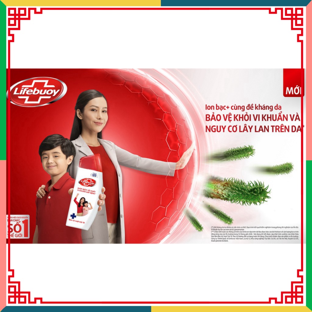 Sữa tắm Lifebuoy 1100g giúp chở che khỏi 99.9% vi sinh vật và phòng ngừa vi sinh vật lan truyền trên da tốt nhất ( Đại l