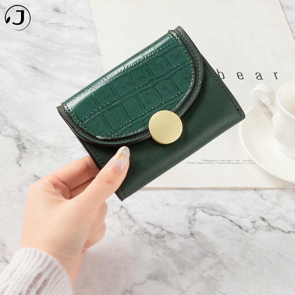 Ví da PU cầm tay dáng ngắn gập nhỏ gọn đẹp thời trang cao cấp da giá rẻ bóp đựng tiền thẻ làm ba họa tiết da cá sấu phong cách cổ điển sang trọng thời trang mini cao cấp cho nữ