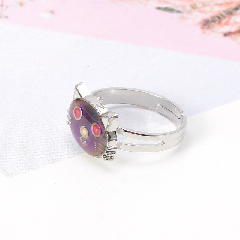 Nhẫn Cảm Xúc Cảm Xúc Chạm Khắc Hình Mèo