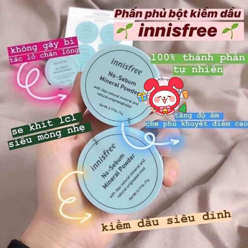 Phấn phủ kiềm dầu Innisfree No-Sebum Mineral Powder, Mỹ phẩm Oppa, Hana Forever