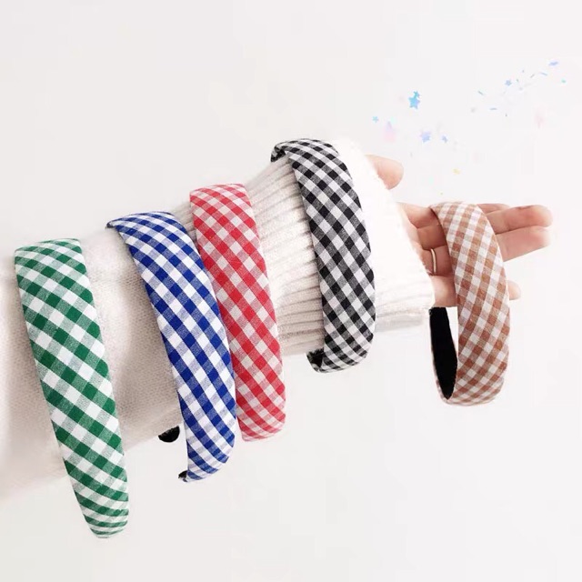 Cài tóc nữ nhiều màu xinh Băng đô tóc caro