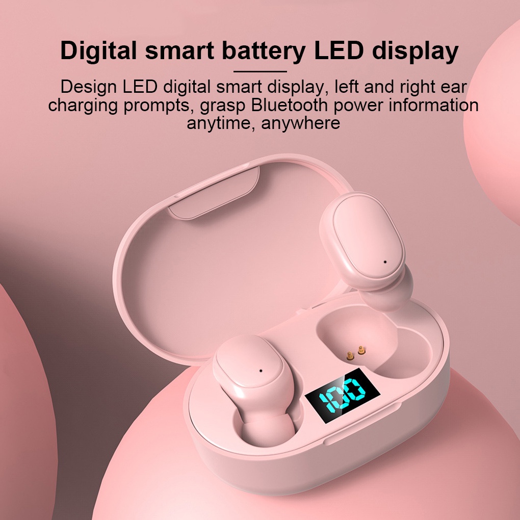 1 Pair Earphones Wireless Rechargeable Hands-free Earbuds LED Display IPX4 Waterproof Sports Headphones【vollter1】