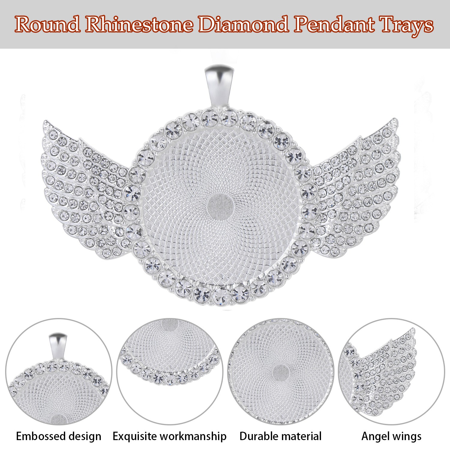 BEAUTY 27PCs/Set Gift for friend Bezel Pendant Trays Set For Necklace/Bracelet/Keychain With Glass Cabochons Wing Pendant Crafts Making Supplies New Lobster Clasps Chains for DIY Jewelry|Wing Bezel Pendant Trays