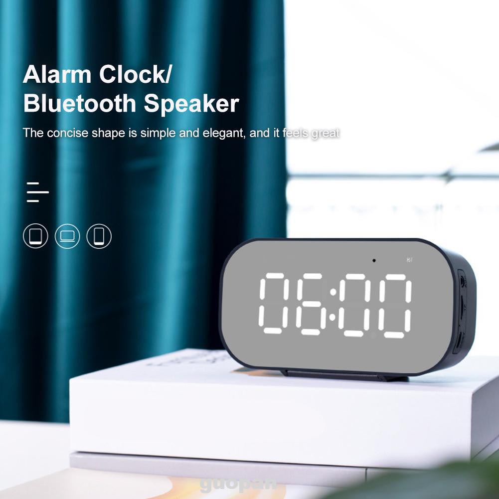 Digital LED Display FM Radio USB Rechargeable Mirror Surface Support TF Card HiFi Stereo Bluetooth Speaker