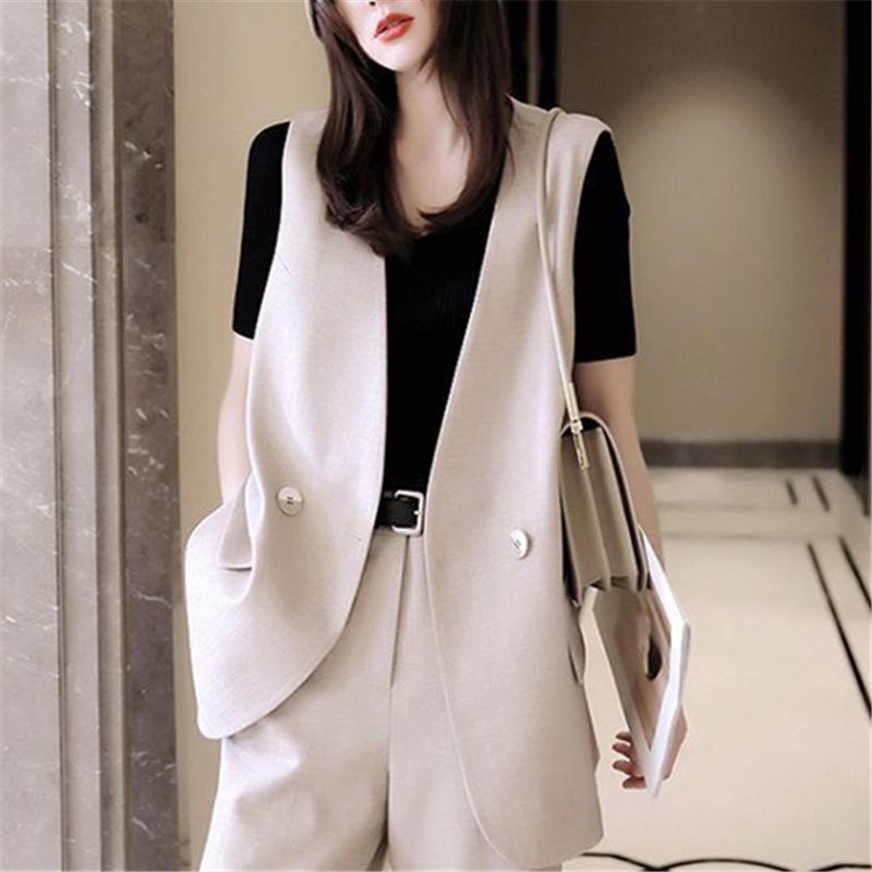 Set Áo Vest + Quần Short + Áo Thun Thời Trang Dành Cho Nữ